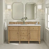 Lorelai 60" Double Vanity, Light Natural Oak w/ 3 CM Lime Delight Silestone Top
