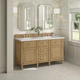 Lorelai 60" Double Vanity, Light Natural Oak w/ 3 CM Lime Delight Silestone Top