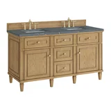 Lorelai 60" Double Vanity, Light Natural Oak w/ 3 CM Parisien Bleu Silestone Top