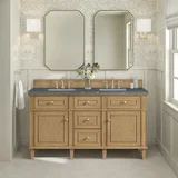 Lorelai 60" Double Vanity, Light Natural Oak w/ 3 CM Parisien Bleu Silestone Top