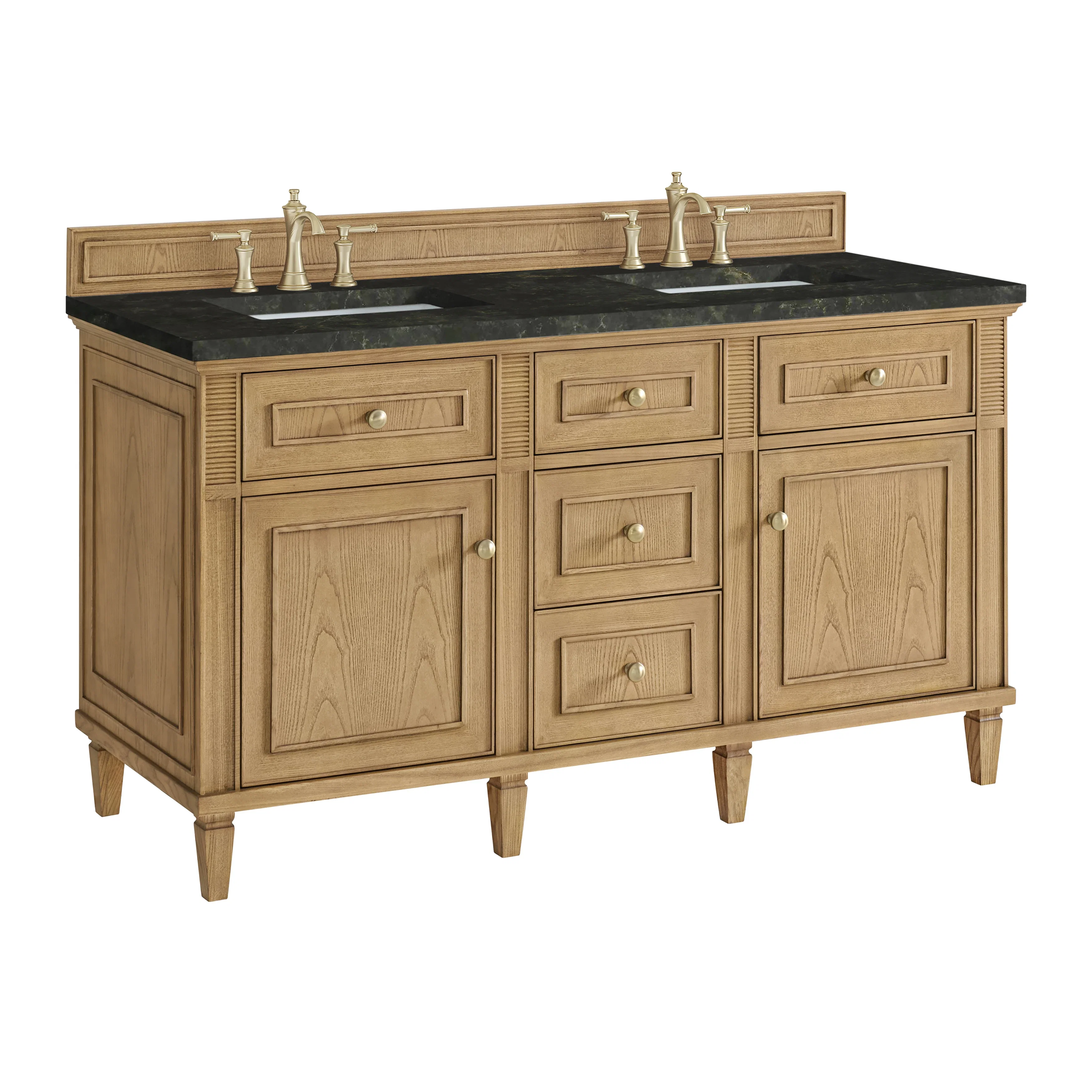 Lorelai 60" Double Vanity, Light Natural Oak, w/ 3 CM Phantome Eclos Top