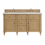 Lorelai 60" Double Vanity, Light Natural Oak, w/ 3 CM Siberian Silestone Top