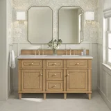 Lorelai 60" Double Vanity, Light Natural Oak, w/ 3 CM Siberian Silestone Top