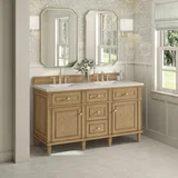 Lorelai 60" Double Vanity, Light Natural Oak, w/ 3 CM Siberian Silestone Top