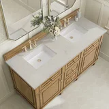 Lorelai 60" Double Vanity, Light Natural Oak, w/ 3 CM Siberian Silestone Top