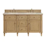 Lorelai 60" Double Vanity, Light Natural Oak, w/ 3 CM Tajnar Eclos Top