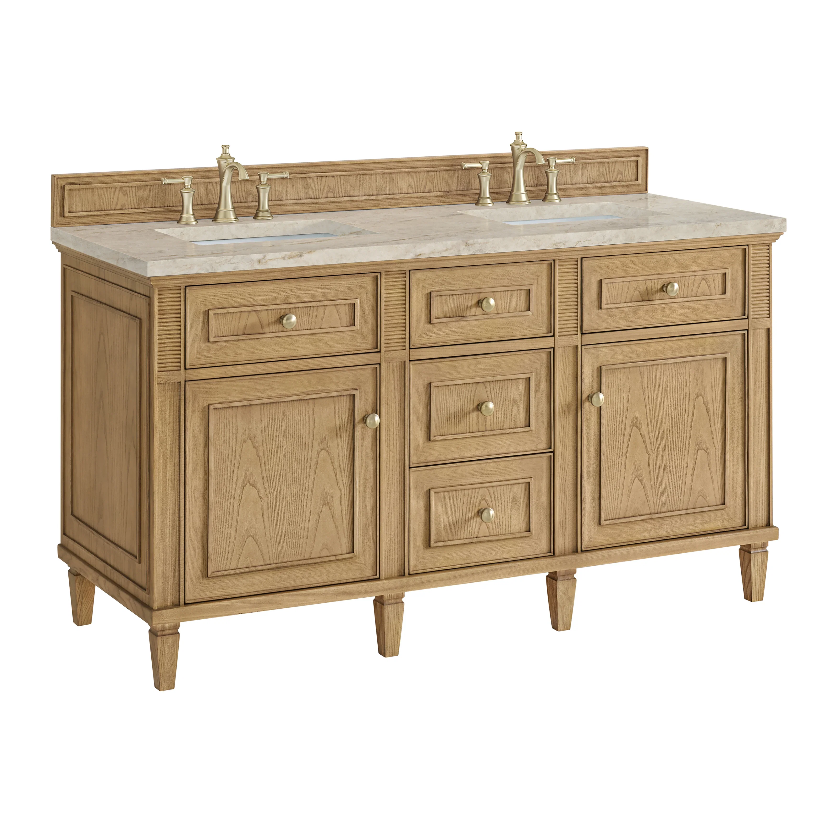 Lorelai 60" Double Vanity, Light Natural Oak, w/ 3 CM Tajnar Eclos Top
