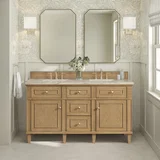 Lorelai 60" Double Vanity, Light Natural Oak, w/ 3 CM Tajnar Eclos Top