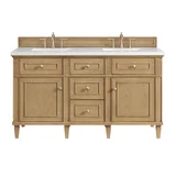 Lorelai 60" Double Vanity, Light Natural Oak w/ 3 CM White Zeus Silestone Top