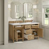 Lorelai 60" Double Vanity, Light Natural Oak w/ 3 CM White Zeus Silestone Top