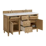Lorelai 60" Double Vanity, Light Natural Oak w/ 3 CM White Zeus Silestone Top