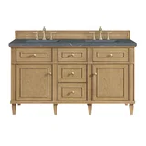 Lorelai 60" Double Vanity, Light Natural Oak w/ 3 CM Parisien Bleu Silestone Top w/FreePower Wireless Charger