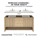 Lorelai 60" Double Vanity, Light Natural Oak w/ 3 CM Parisien Bleu Silestone Top w/FreePower Wireless Charger
