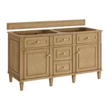 Lorelai 60" Double Vanity, Light Natural Oak w/ 3 CM Parisien Bleu Silestone Top w/FreePower Wireless Charger