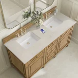 Lorelai 60" Double Vanity, Light Natural Oak, w/ 3 CM Siberian Silestone Top w/FreePower Wireless Charger
