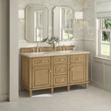 Lorelai 60" Double Vanity, Light Natural Oak, w/ 3 CM Tajnar Eclos Top w/FreePower Wireless Charger