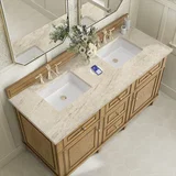 Lorelai 60" Double Vanity, Light Natural Oak, w/ 3 CM Tajnar Eclos Top w/FreePower Wireless Charger