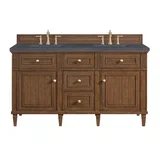 Lorelai 60" Double Vanity, Mid-Century Walnut w/ 3 CM Charcoal Soapstone Silestone Top