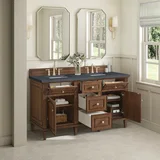 Lorelai 60" Double Vanity, Mid-Century Walnut w/ 3 CM Charcoal Soapstone Silestone Top