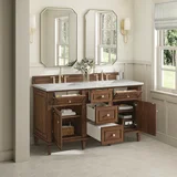 Lorelai 60" Double Vanity, Mid-Century Walnut w/ 3 CM Ethereal Noctis Silestone Top