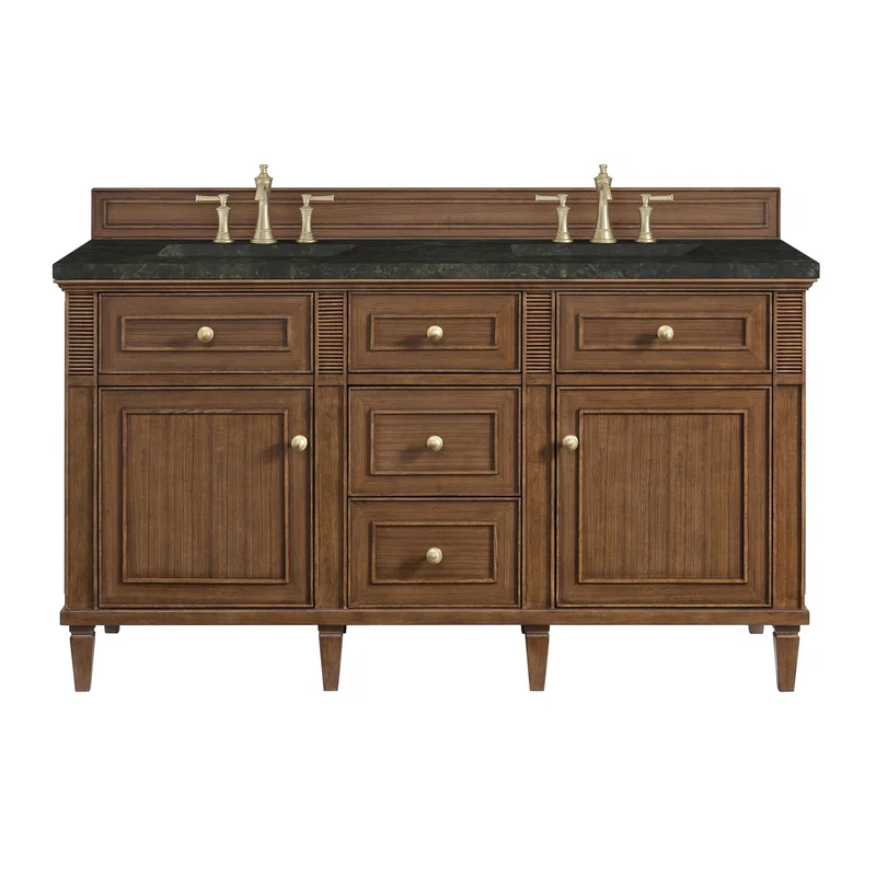 Lorelai 60" Double Vanity, Mid-Century Walnut, w/ 3 CM Phantome Eclos Top