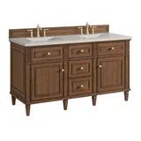 Lorelai 60" Double Vanity, Mid-Century Walnut, w/ 3 CM Siberian Silestone Top