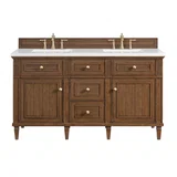 Lorelai 60" Double Vanity, Mid-Century Walnut w/ 3 CM White Zeus Silestone Top
