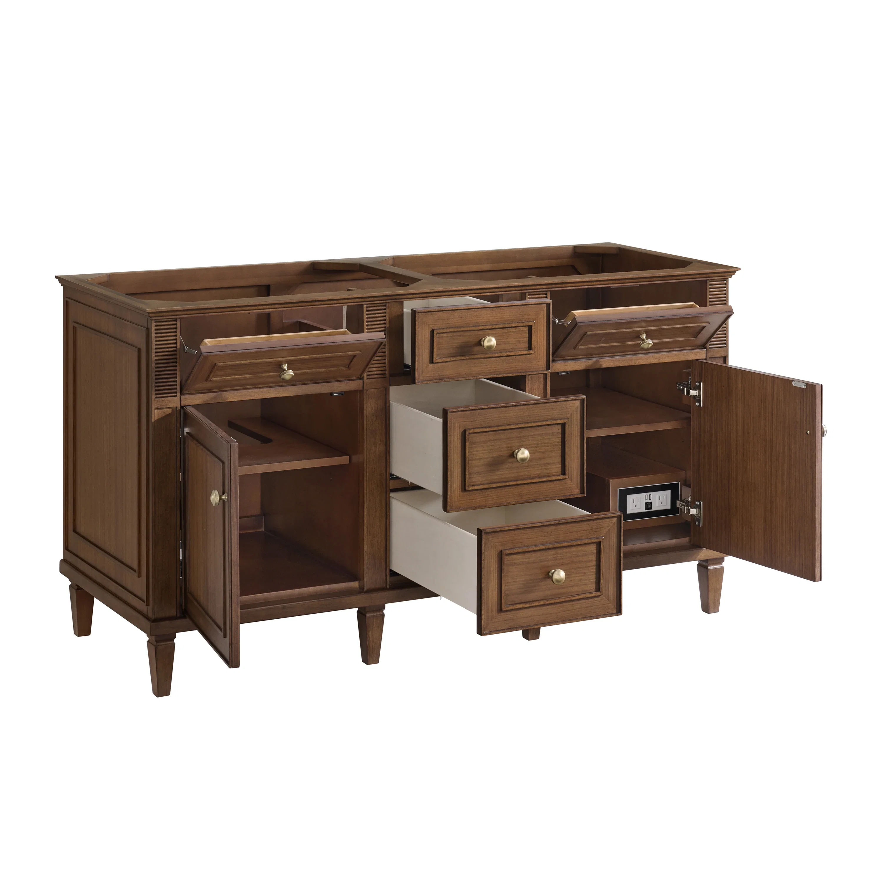Lorelai 60" Double Vanity, Mid-Century Walnut w/ 3 CM White Zeus Silestone Top