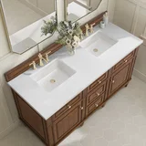 Lorelai 60" Double Vanity, Mid-Century Walnut w/ 3 CM White Zeus Silestone Top