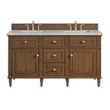 Lorelai 60" Double Vanity, Mid-Century Walnut w/ 3 CM Eternal Jasmine Pearl Silestone Top w/FreePower Wireless Charger
