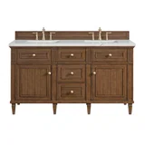 Lorelai 60" Double Vanity, Mid-Century Walnut w/ 3 CM Ethereal Noctis Silestone Top w/FreePower Wireless Charger