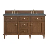 Lorelai 60" Double Vanity, Mid-Century Walnut w/ 3 CM Parisien Bleu Silestone Top w/FreePower Wireless Charger