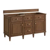 Lorelai 60" Double Vanity, Mid-Century Walnut w/ 3 CM Parisien Bleu Silestone Top w/FreePower Wireless Charger