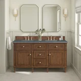Lorelai 60" Double Vanity, Mid-Century Walnut w/ 3 CM Parisien Bleu Silestone Top w/FreePower Wireless Charger