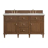Lorelai 60" Double Vanity, Mid-Century Walnut, w/ 3 CM Siberian Silestone Top w/FreePower Wireless Charger