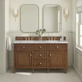Lorelai 60" Double Vanity, Mid-Century Walnut w/ 3 CM Victorian Silver Silestone Top w/FreePower Wireless Charger