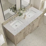 Lorelai 60" Double Vanity, Whitewashed Oak w/ 3 CM Eternal Jasmine Pearl Silestone Top
