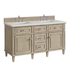 Lorelai 60" Double Vanity, Whitewashed Oak w/ 3 CM Lime Delight Silestone Top