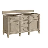 Lorelai 60" Double Vanity, Whitewashed Oak w/ 3 CM Lime Delight Silestone Top