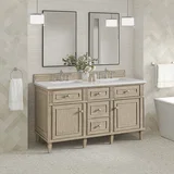 Lorelai 60" Double Vanity, Whitewashed Oak w/ 3 CM Lime Delight Silestone Top