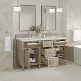 Lorelai 60" Double Vanity, Whitewashed Oak w/ 3 CM Lime Delight Silestone Top
