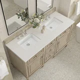 Lorelai 60" Double Vanity, Whitewashed Oak w/ 3 CM Lime Delight Silestone Top