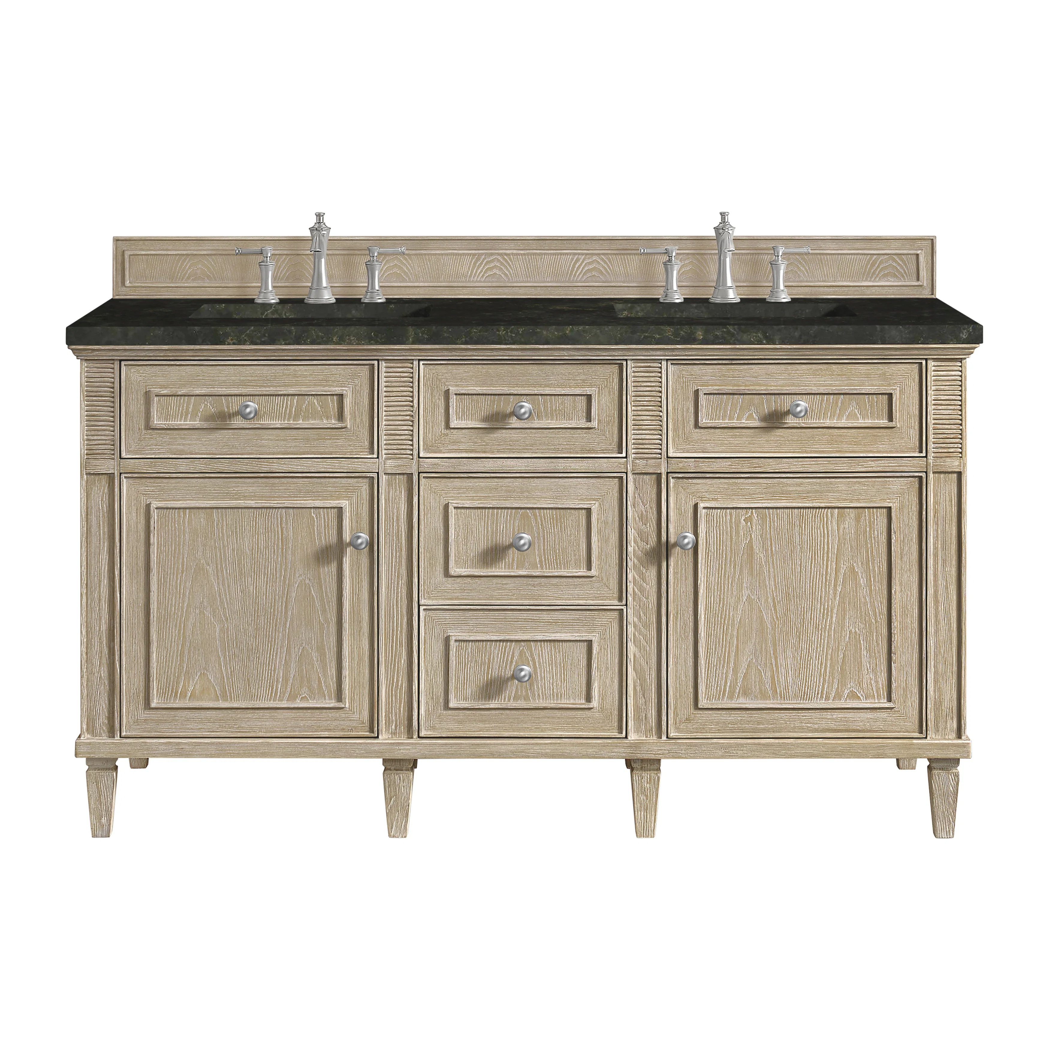 Lorelai 60" Double Vanity, Whitewashed Oak, w/ 3 CM Phantome Eclos Top
