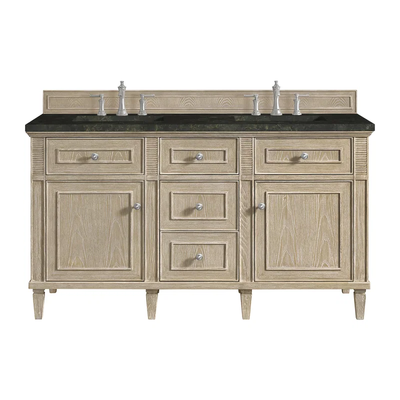 Lorelai 60" Double Vanity, Whitewashed Oak, w/ 3 CM Phantome Eclos Top