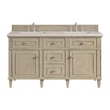Lorelai 60" Double Vanity, Whitewashed Oak, w/ 3 CM Siberian Silestone Top