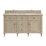 Lorelai 60" Double Vanity, Whitewashed Oak, w/ 3 CM Tajnar Eclos Top