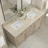 Lorelai 60" Double Vanity, Whitewashed Oak, w/ 3 CM Tajnar Eclos Top