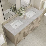 Lorelai 60" Double Vanity, Whitewashed Oak w/ 3 CM Victorian Silver Silestone Top