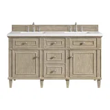 Lorelai 60" Double Vanity, Whitewashed Oak w/ 3 CM White Zeus Silestone Top