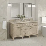 Lorelai 60" Double Vanity, Whitewashed Oak, w/ 3 CM Tajnar Eclos Top w/FreePower Wireless Charger